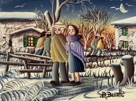 Art work by Brenno  Benatti  Paesaggio innevato  - oil canvas 